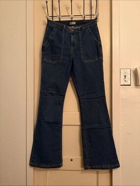 Knox Rose Dark Blue High-Rise Flare Jeans